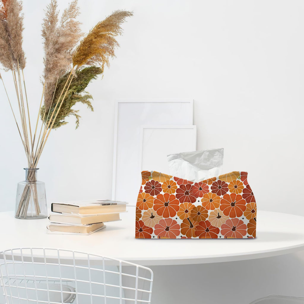 PaJiaNi Orange Pumpkin Tissue Box Cover Rectangle for Fall Office Decor