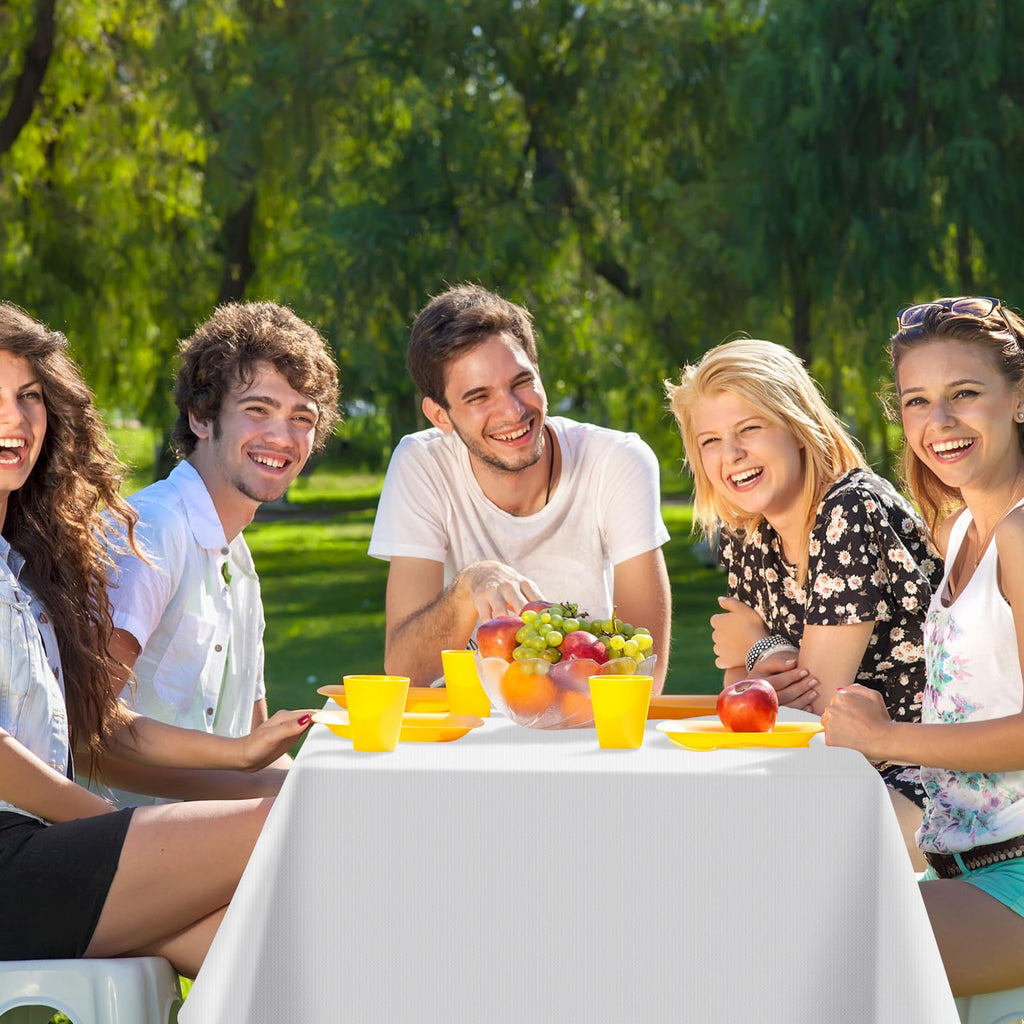 Sinload 25 Pack White Paper Tablecloths for Rectangle Tables Disposable