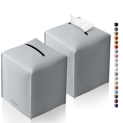 Tissue Box Cover, Tclouda, Modern PU Leather Square Tissue Box Holder for Creative Decorative, 2 Pack, Ideal for Bathrooms/Office/Car/Nightstand/Outdoor Tent/Dining Table, 5