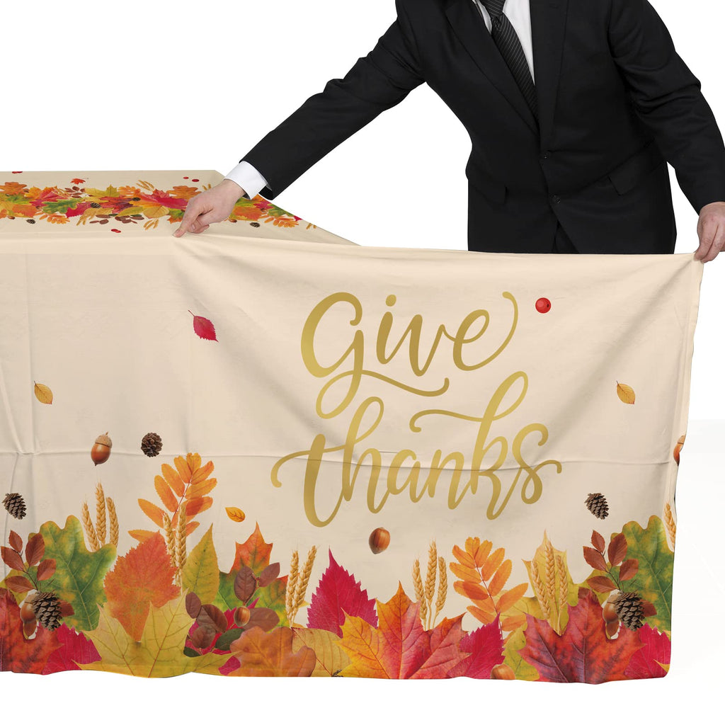 Fall Thanksgiving decorations, Disposable Tablecloth, Plastic Table Cover for Autumn Party Decorations and Thanksgiving Party Decorations, 3 Pack, 54”x108”