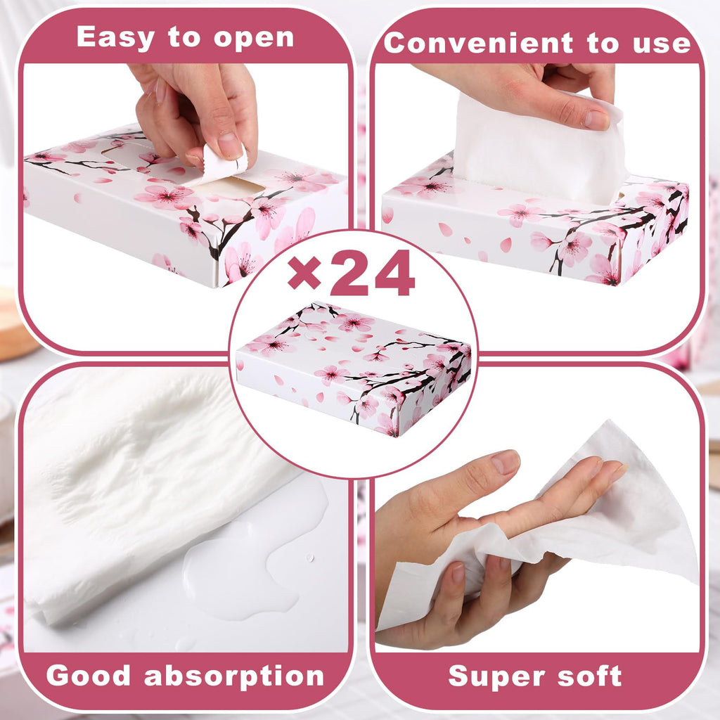 Yinder 24 Pcs Small Tissue Cube Box 960 Sheets for Classroom, Cherry