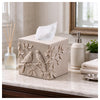 Beige Sand Stone Look Relief Birds Branch Square Tissue Box Cover for Decor