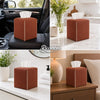 Ricomboo 2 Pack Tissue Box Cover Square, 5x5x5 PU Leather Tissue Boxes Holder, Decor Cube Paper Organizer with Bottom Belt for Bathroom, Home, Night Stands, Office, Kitchen (Terracotta Red)
