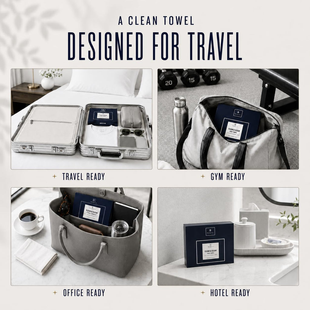 The Clyn Co. Clean & Clear Disposable Face Towels, Travel Box, XL, 10 Count