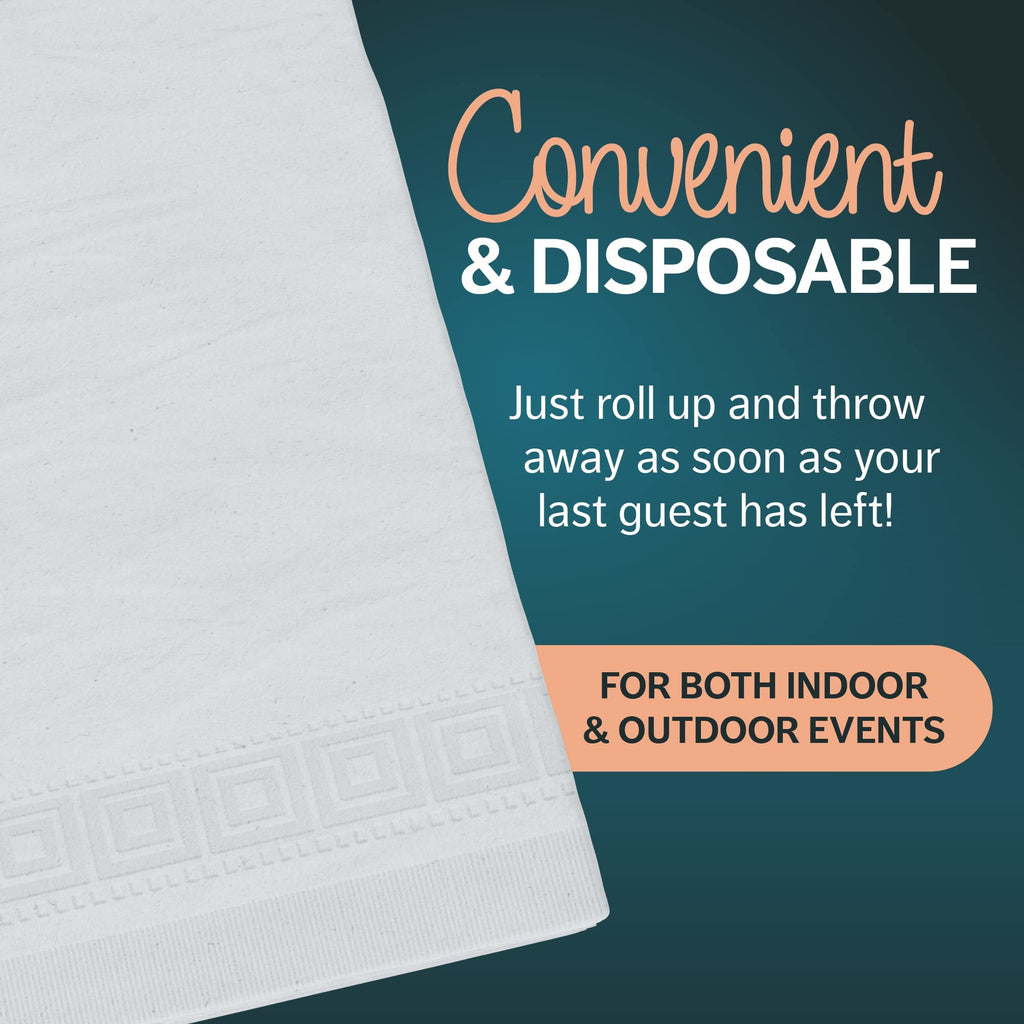 Paper Tablecloths for Rectangle Tables | 54” X 108” – 25 Pack | White Paper Disposable Tablecloth | 3-Ply Premium Paper & Plastic Table Cloths for Parties Disposable