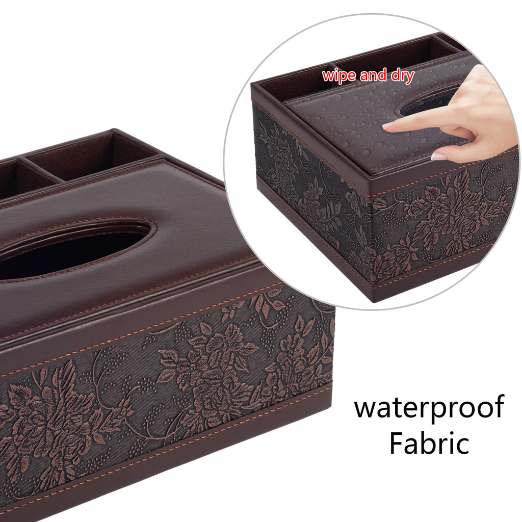 XNONE Tissue Box Cover Rectangle Retro Tissue Box Holder PU Leather Facial Tissues Organizer,Multifunctional Remote Control Stationery Storage Box,Home Office Supplies Car Napkin Caddy
