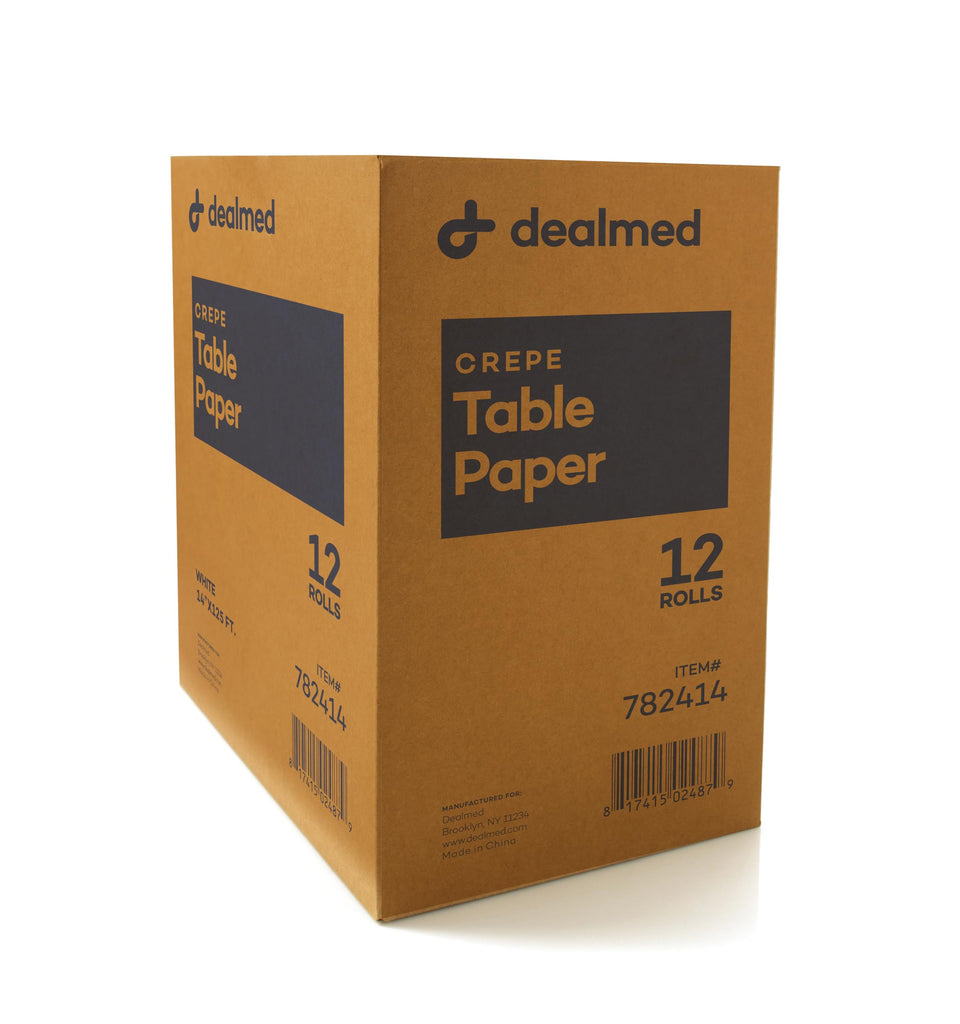 Dealmed Table Paper Exam Cover - 14 in x 125 ft, Crepe, White, 12 Rolls