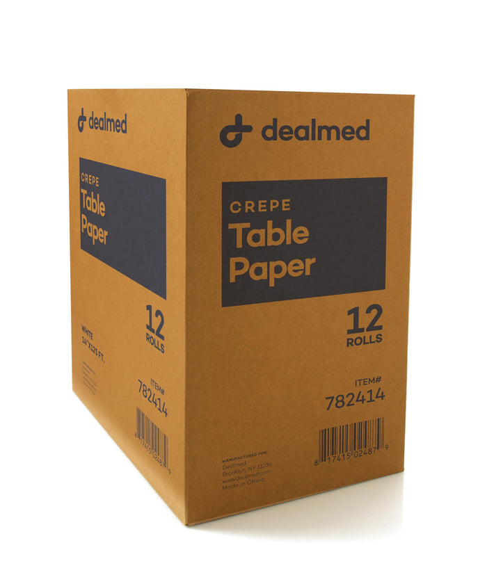 Dealmed Table Paper Exam Cover - 14 in x 125 ft, Crepe, White, 12 Rolls