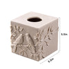 Beige Sand Stone Look Relief Birds Branch Square Tissue Box Cover for Decor