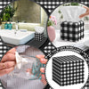 Fourluoo 12 Pack Christmas Black White Plaid Facial Tissues Cube Boxes 600 Sheets 3 Ply Small Square Tissues Bulk for Xmas Car Bedroom Supplies