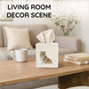 EmbroideryLinen.VN Square Tissue Box Cover Cute Set of 2, Dog - Ivory