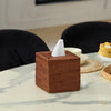 2 Pack Square Rattan Tissue Box Cover, Hand Woven Wicker Tissue Holder, 5.5 x 5.5 X 5.7 inches, Brown