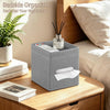 Square PU Leather Tissue Box Cover with Top Storage Tray,Tissues Dispenser