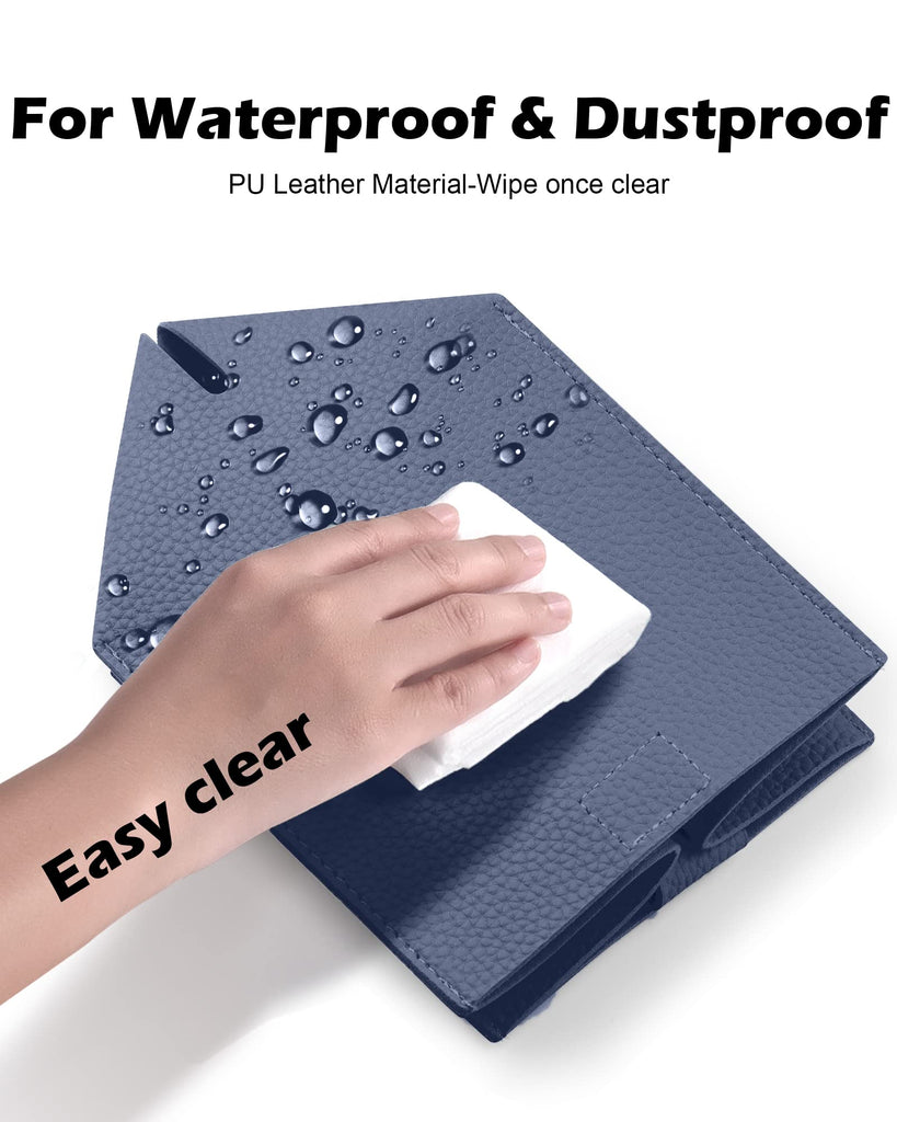 Tclouda Tissue Box Cover for PU Leather, Modern Simple Solid Color Holder Square Tissue Bag, Ideal for Bathrooms,Office,Car,Outdoor Tent,Dining Table,5"X5"X5", Double Navy Blue
