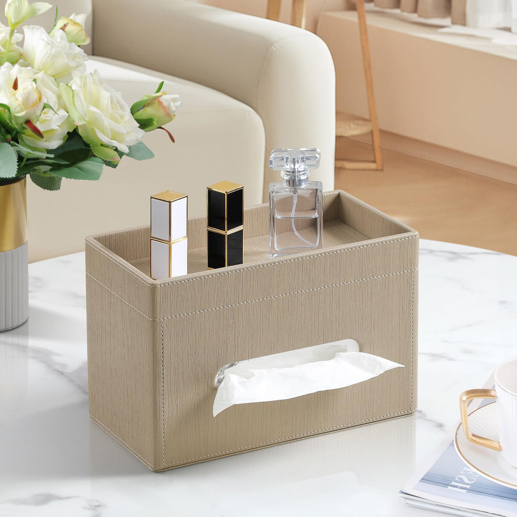 MEIBOOCH Plus Size Tissue Box Cover, Rectangle Tissue Box Organizer, Wood