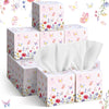 Fourluoo 12 Pack Floral Butterfly Facial Tissues Cube Boxes 600 Sheet 3 Ply