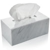 Acrylic Tissue Box Holder, Clear Dispenser for Facial Tissues, Napkins, and Dryer Sheets. Perfect for Bathrooms, Desks, Countertops, Vanities, Bedrooms, and Nightstands (Rectangle, Marble)