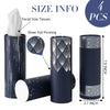 4 Pack Navy Blue Car Tissue Holder with Facial Tissues Bulk, Silver Foil