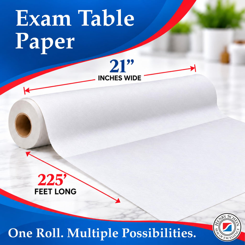 Henry Schein Exam Table Paper, 21" x 225', Smooth, Multi-Purpose, 12 Rolls