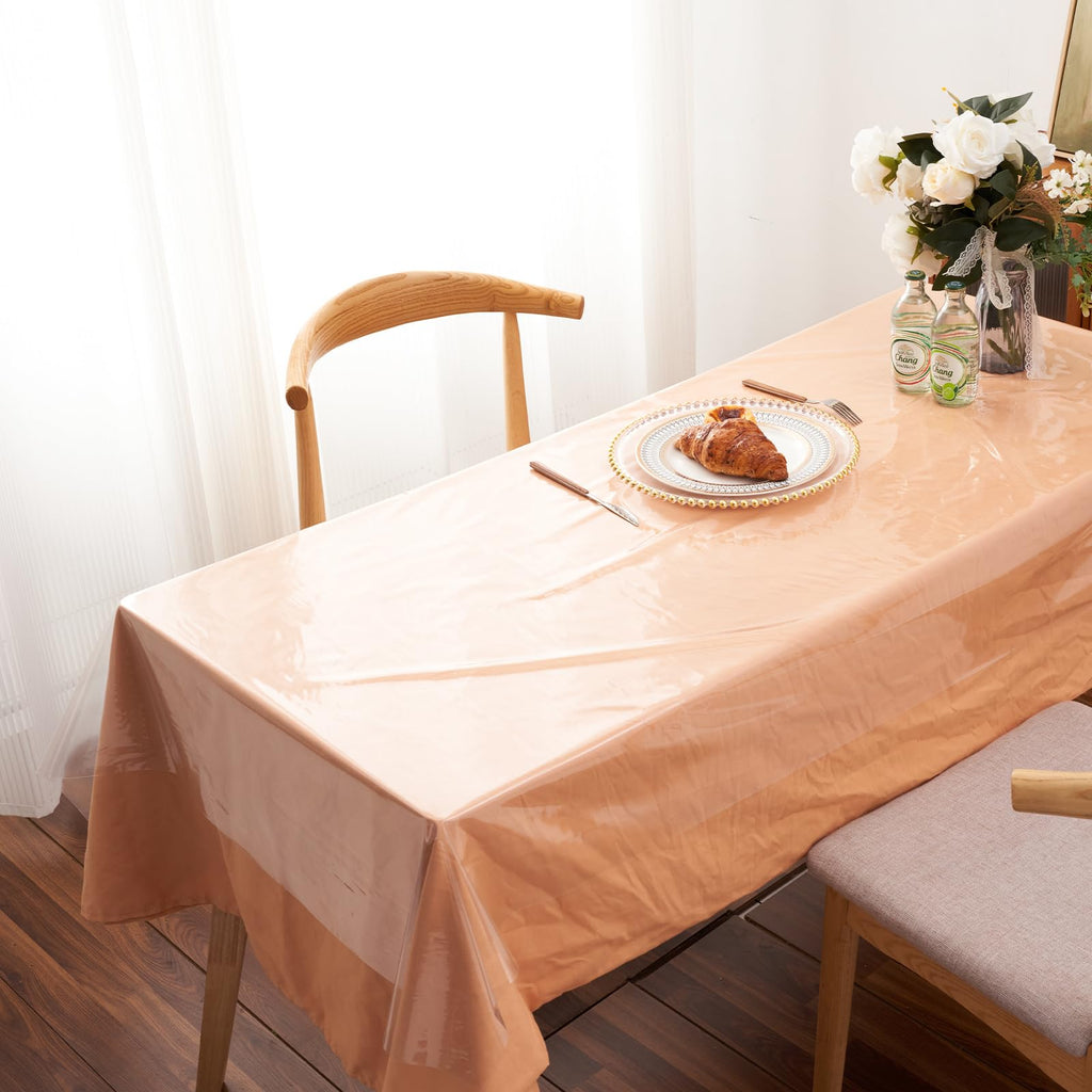 Rawgoodz Clear Plastic Tablecloth Protector 70x108 inch Waterproof Oilproof Stain Resistant Wipeable Table Cover for Dining Tables