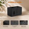 LAMOTI Leather Tissue Box Cover with Storage Tray, Square Facial Tissue Box Holder for Bathroom, Office Table, Countertop, Night Stand & More (Black)