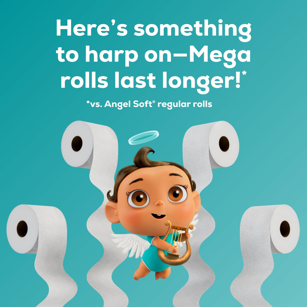 Angel Soft Toilet Paper, 4 Mega Rolls = 16 Regular Rolls, 2-Ply