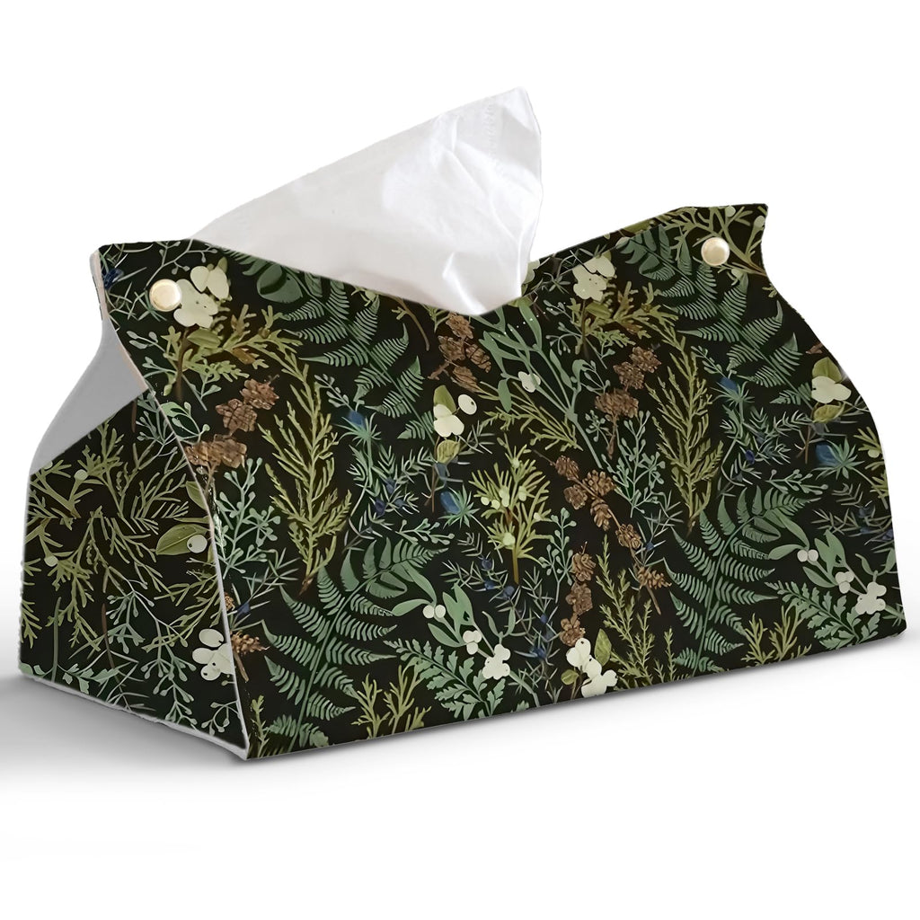 PaJiaNi Dark Green Botanical Tissue Box Cover Rectangle for Office Decor