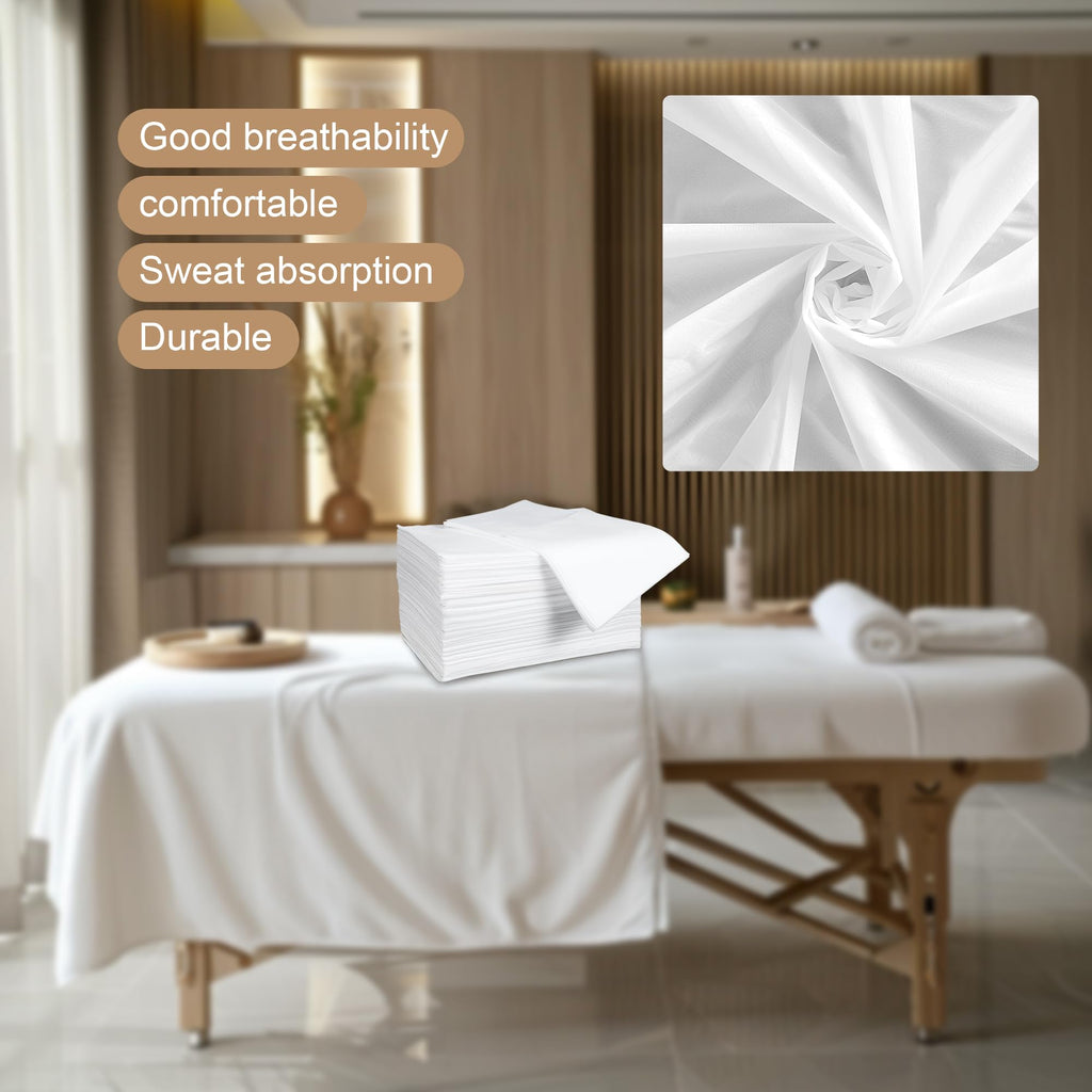 100 Pack 31" x 71" Disposable Non-Woven Massage Table Bed Covers - 2-Ply Waterproof Spa Sheets for Facial, Tattoo & Waxing