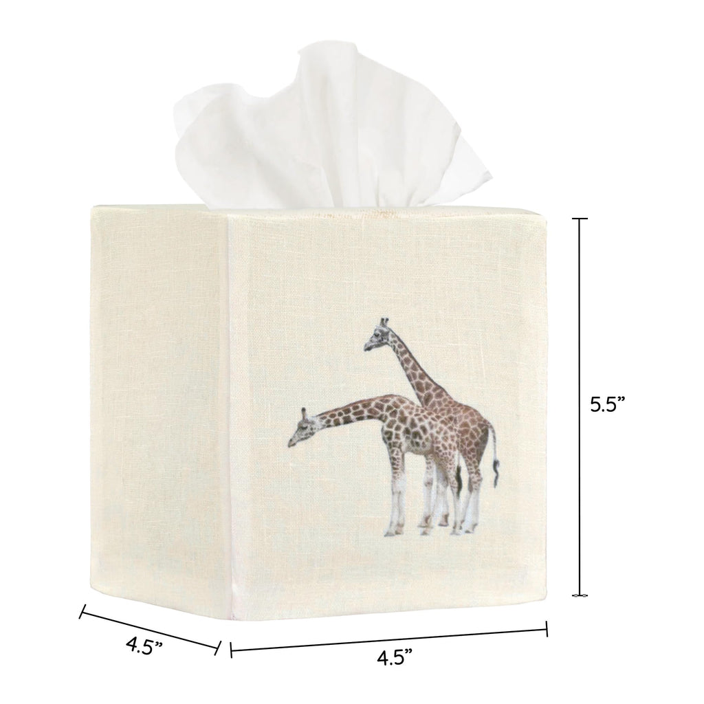 EmbroideryLinen.VN Square Tissue Box Cover Cute Set of 2, Giraffe