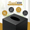 LUXMODE Handmade Matte Black Metal Tissue Box Cover – Square – 5x5x5.25 Inch – Open Bottom - Modern Black Tissue Holder for Bathroom, Living Room, Bedroom & Office Décor