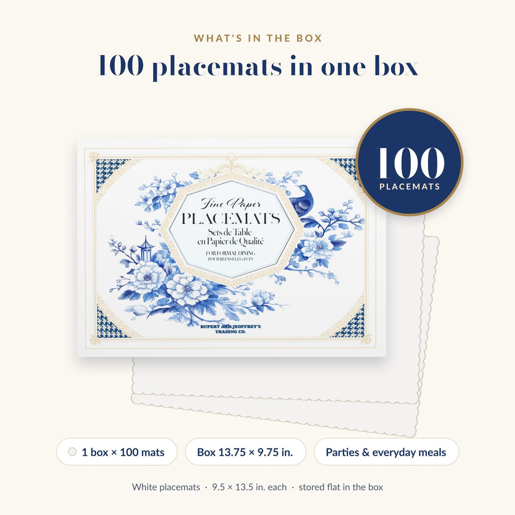 Disposable Paper Placemats, 100 Count, 10 x 14 Inch Scalloped, White