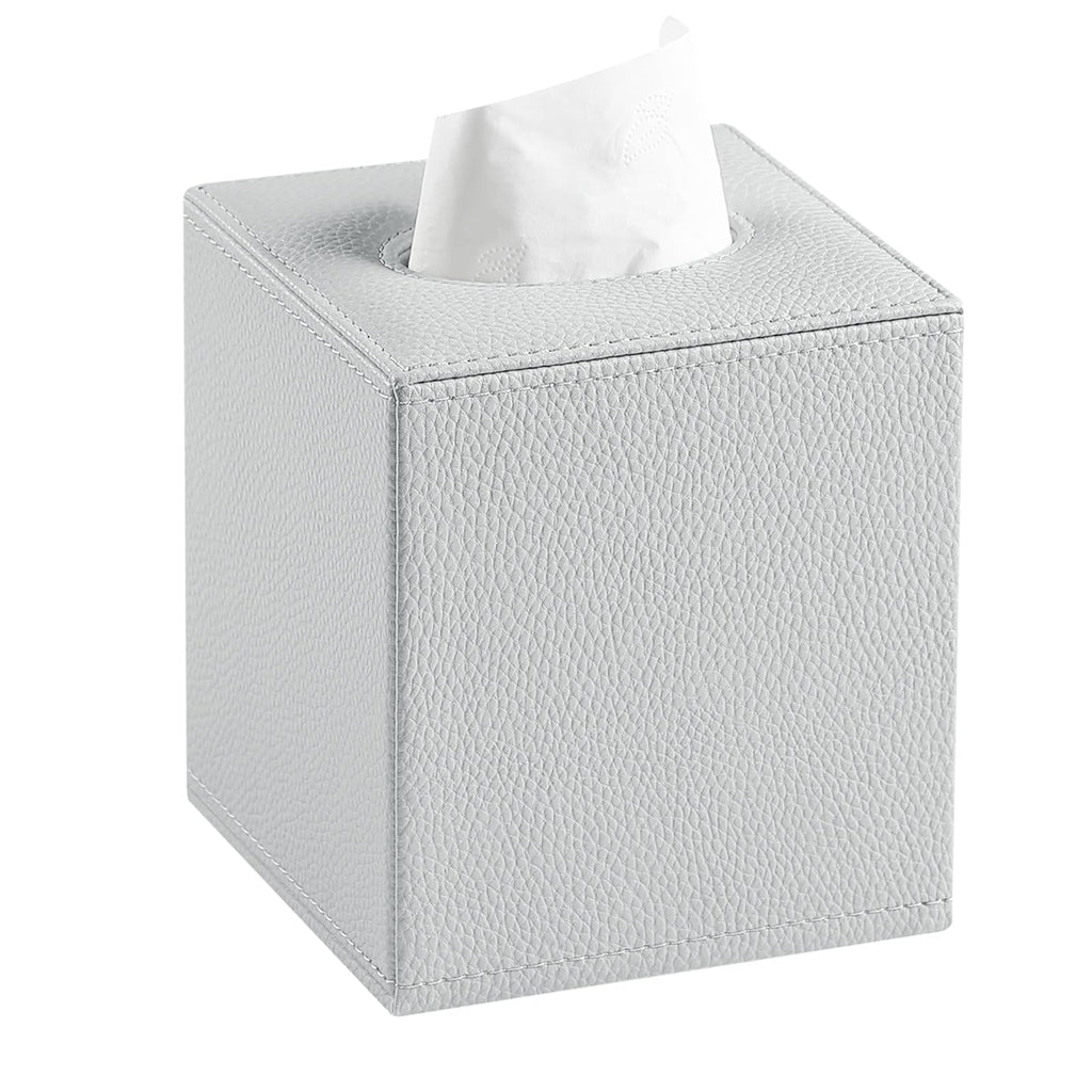 JLAMBOM PU Leather Tissue Box Cover Square Tissue Box Holder (Grey)