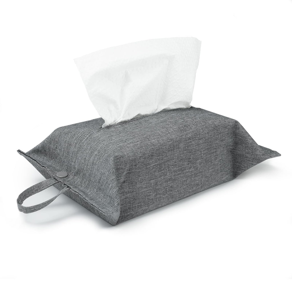kakaforsa Toilet Paper Holder Reusable Tissue Holder Travel Tissue Holder Wall Hanging Tissue Box Cover Toilet Paper Storage Rectangle Napkin Holder Cloth Tissue Box for Car Office Desk, Gray
