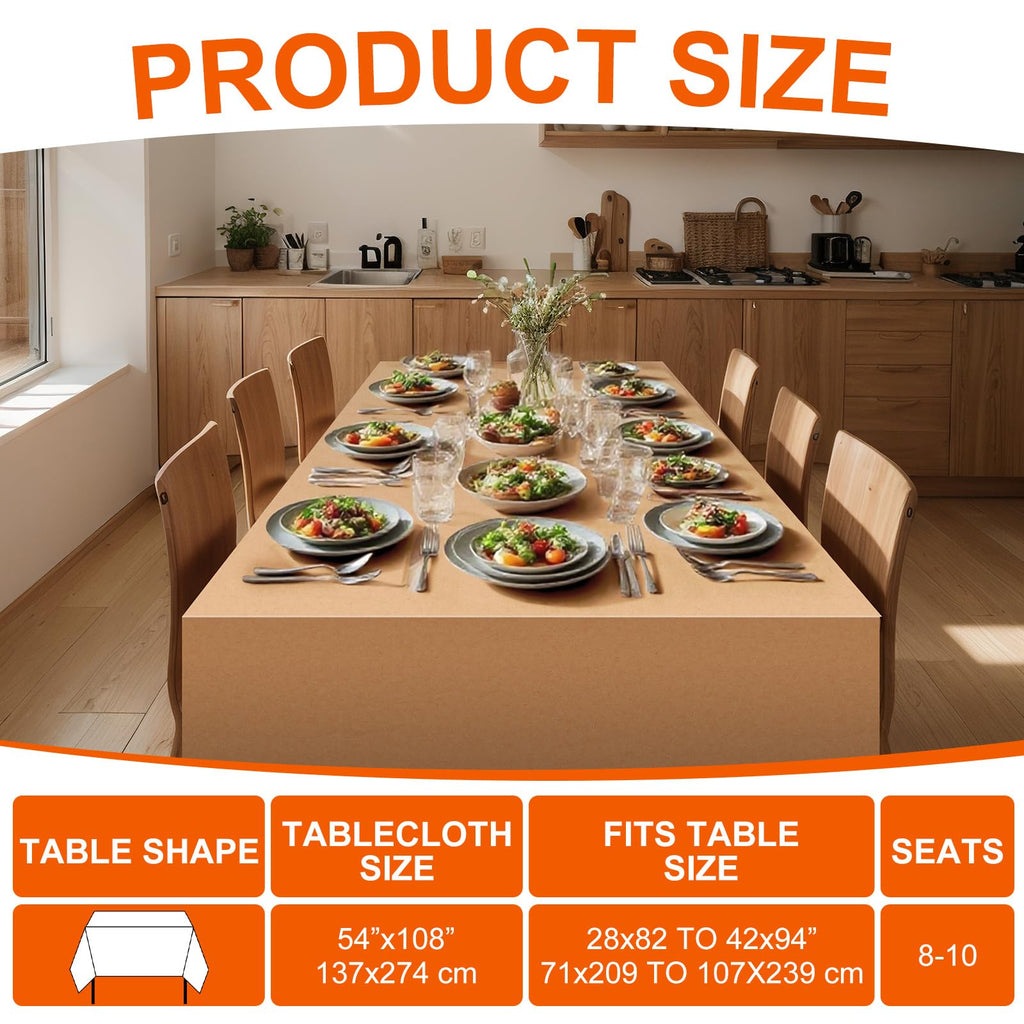 Marspark 4 Pcs Brown Kraft Paper Tablecloth Disposable