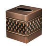 Monarch Abode Tissue Box Cover Square – Handcrafted Geo Embossed Antique Copper Finish Metal Tissue Holder Box for Bathroom Accessory, Aesthetic Decorative Facial Napkin Cube for Modern Home Décor