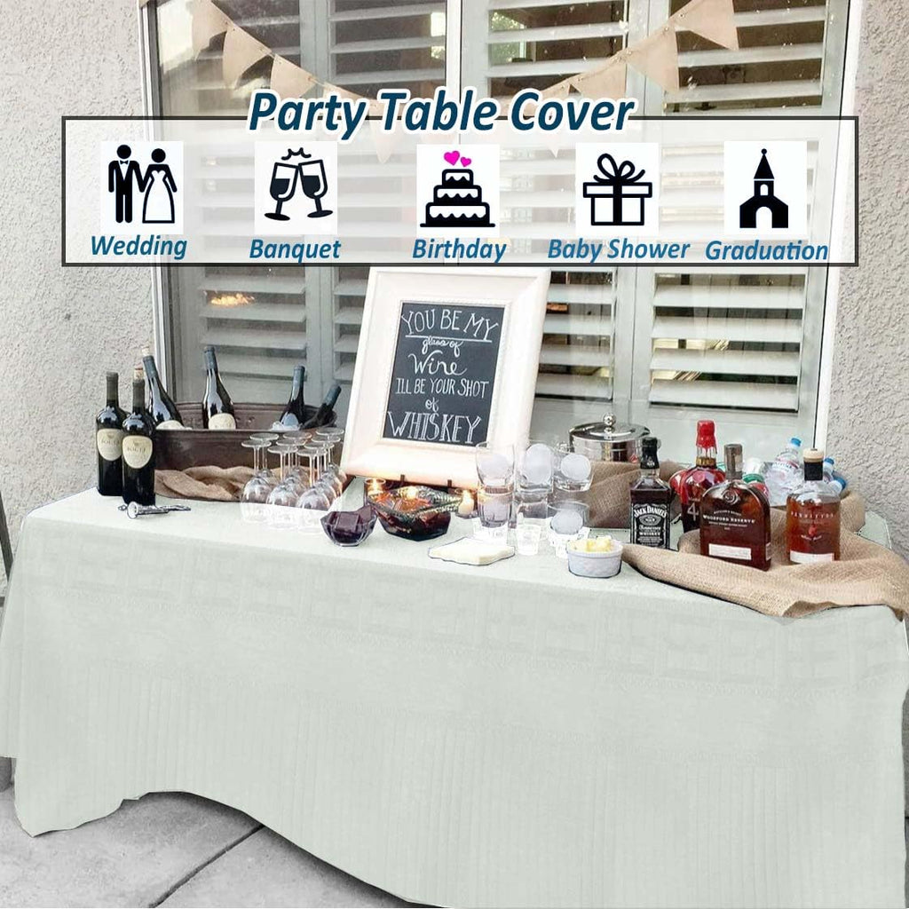 TheoZemica Cream White Disposable Paper Tablecloths for Rectangle Tables 4 Pack, 54×108 Inch Waterproof Paper with Plastic Backing, Party Table Cover for Wedding Christmas Baby Shower Graduation