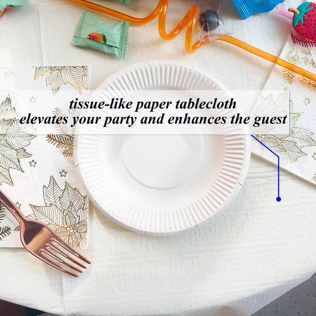[6 Pack] White Square Tablecloths 54x54 Inch, Disposable Paper Table Cloth for Square and Round Tables, Waterproof 3-Ply Paper & Plastic Table Cover for Labor Day Thanksgiving Wedding Baby Shower