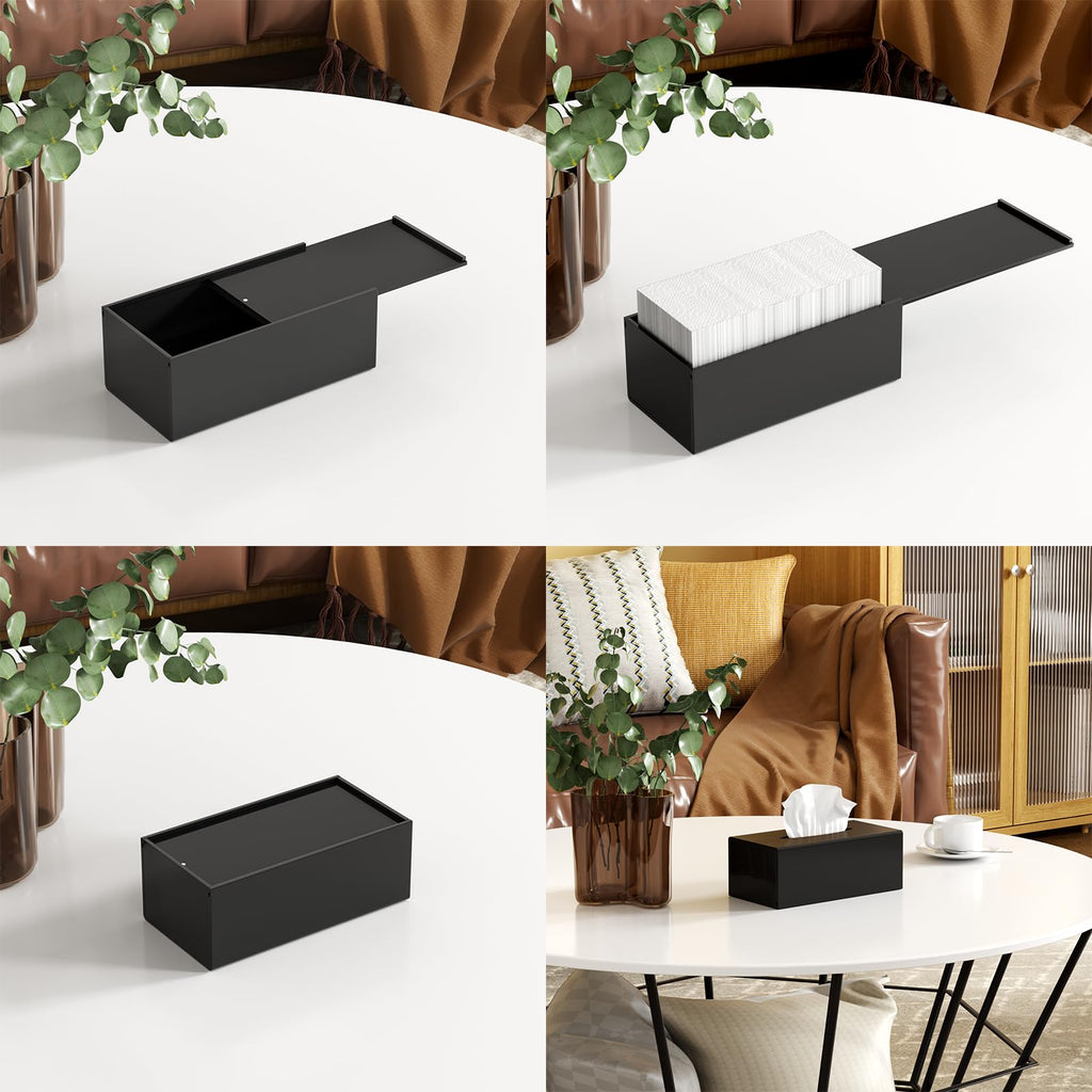 FEMELI Matte Black Long Tissue Boxs Covers Holder Rectangular Acrylic Home