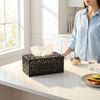 GRAUES Home Collection Rectangle Wooden Tissue Box Cover, Black Decorative Wood Tissue Box Holder, Modern Farmhouse Kleenex Box Cover for Bathroom, Kitchen, Bedroom, Living Room, Office - Solid Wood