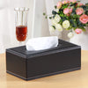 High-end Fashion PU Leather Tissue Box Holder Black with lid, Rectangular Napkin Facial Tissues Holder Dispenser,Home Office Car Tissue Box Cover Decorative Container with Magnetic Bottom (Black)