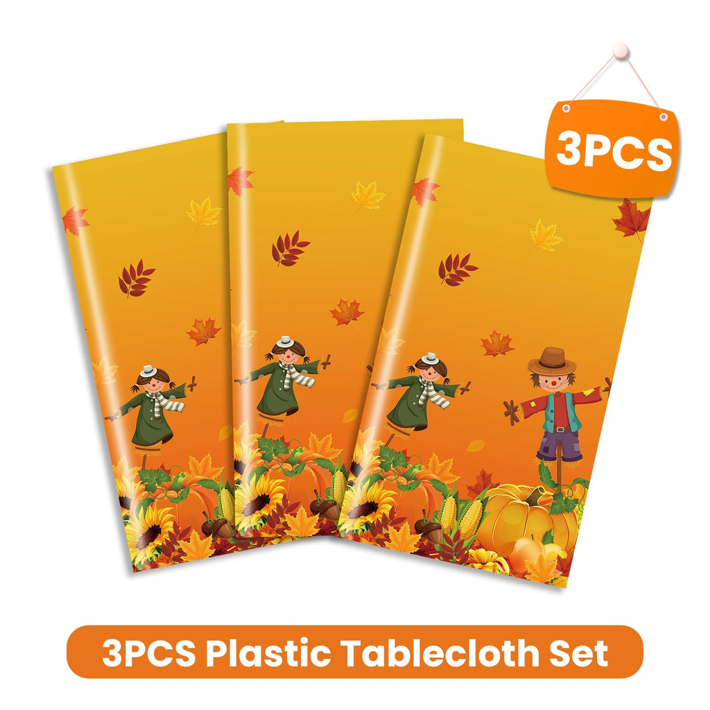 3pcs Fall Table Cloth Fall Tablecloth Thanksgiving Scarecrow Table Covers