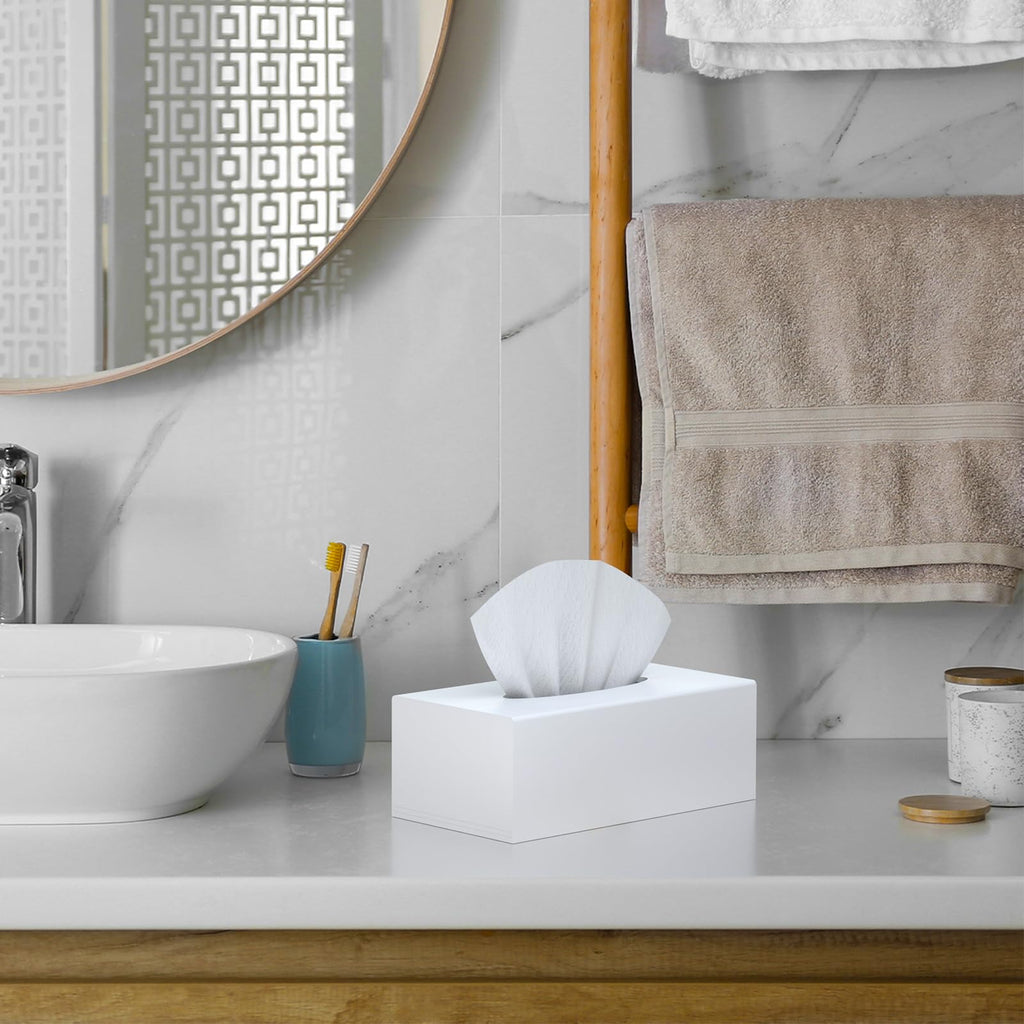 SILUT Matte White Rectangle Acrylic Tissue Box Cover