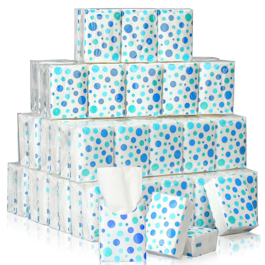 Therwen 100 Pack Pocket Tissues Travel Bulk 1000 Sheet, Polka Dot