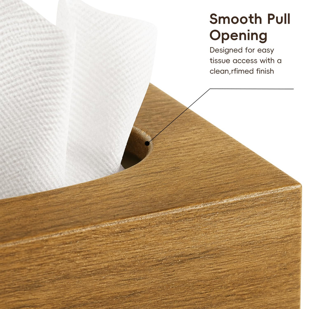 Tissue Box Cover, Wood Tissue Box Holder Rectangle with Slide-Out Bottom