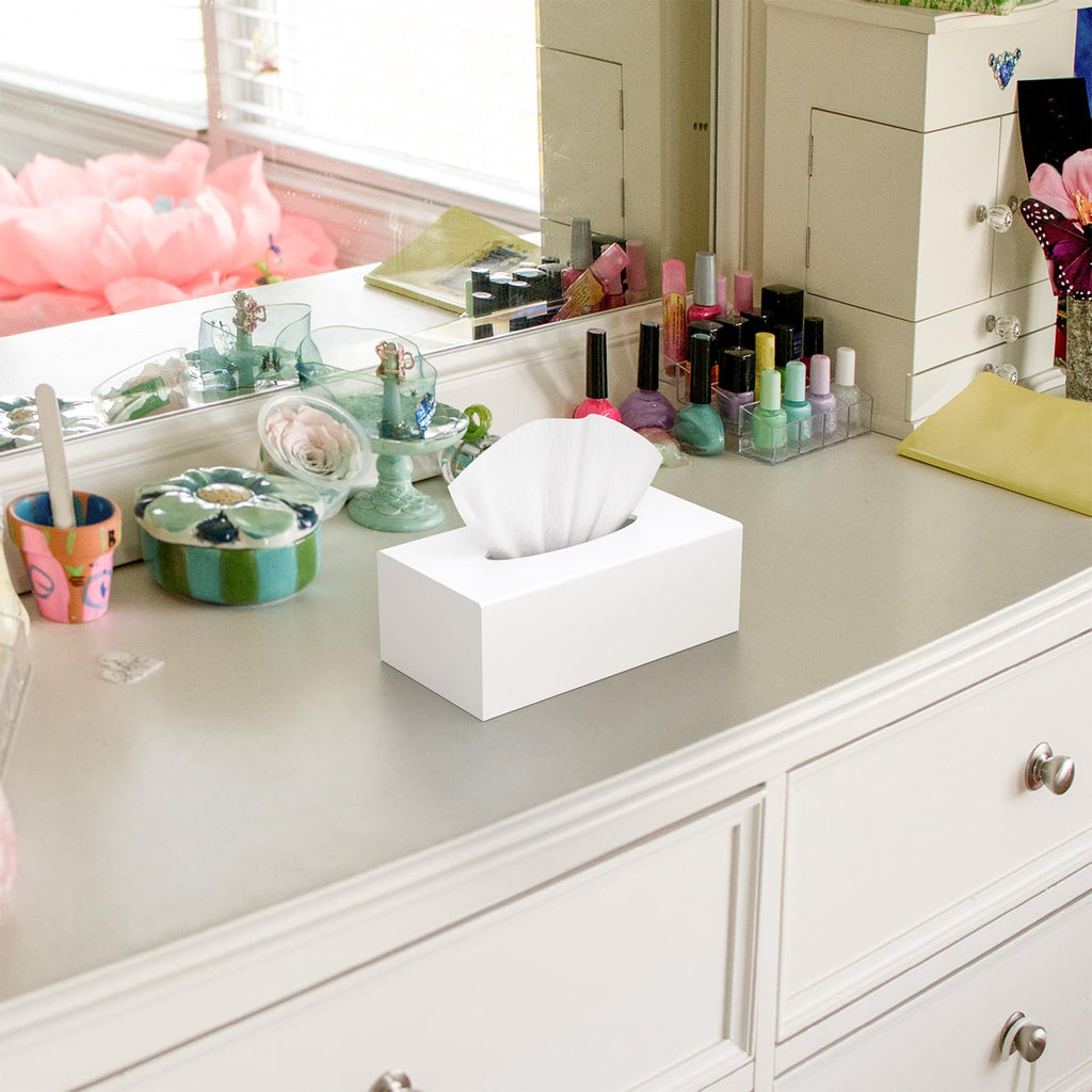 SILUT Matte White Rectangle Acrylic Tissue Box Cover