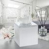 Estella White Square Resin Tissue Box Cover with Silver Top