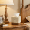 Natural Travertine Look Match Wooden Square Tissue Box Cover for Home Decor