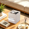 Square PU Leather Tissue Box Cover with Top Storage Tray,Tissues Dispenser