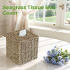 Seagrass Tissue Box Cover Square, Handwoven Facial Tissue Box Holder