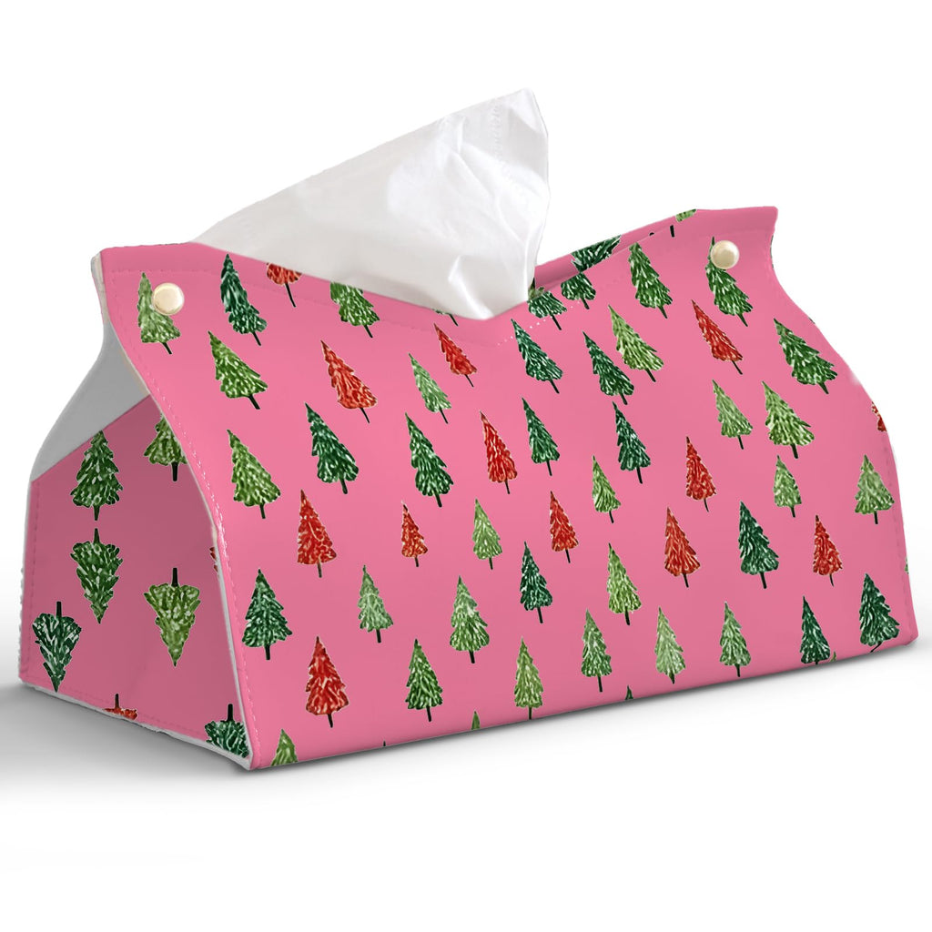 PaJiaNi Pink Christmas Tissue Box Cover Rectangle for Winter Holiday Decor